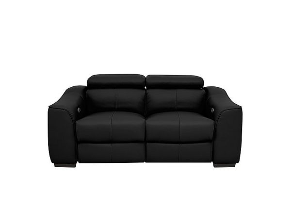 World of Leather  Elixir 2 Seater BV Leather Sofa with Power Recliner  Classic Black | Bed Sava