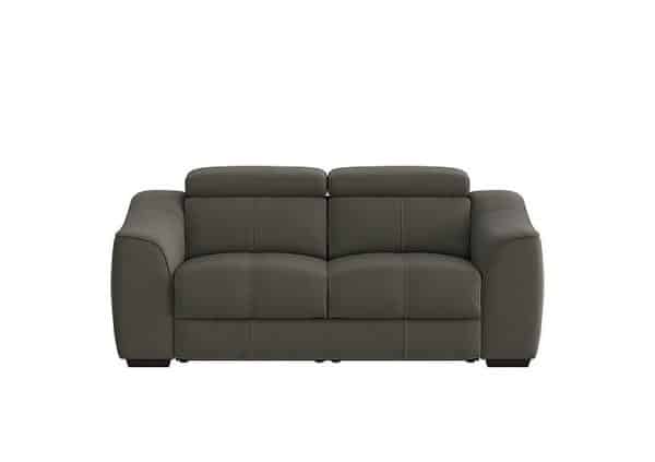 World of Leather  Elixir 2 Seater HW Leather Sofa With Manual Recliner  Charcoal Gray | Bed Sava