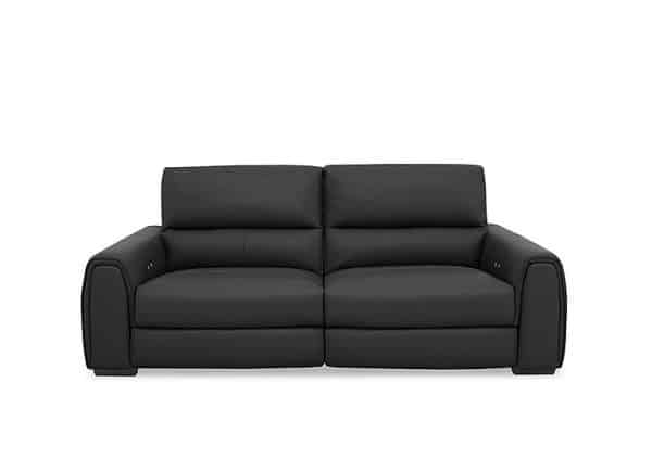 World of Leather  Flex BV Leather 3 Seater Power Recliner Sofa with Storage Arms  Classic Black | Bed Sava