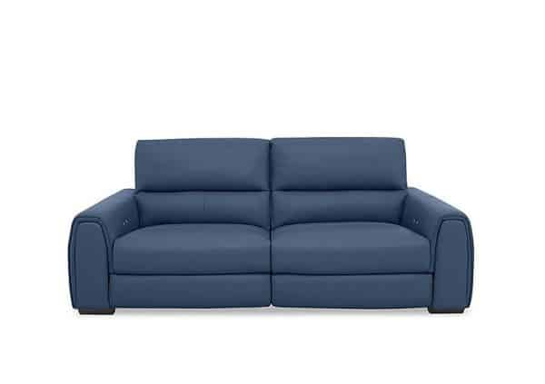 World of Leather  Flex NC Leather 3 Seater Power Recliner Sofa with Storage Arms  Caribbean Sea | Bed Sava