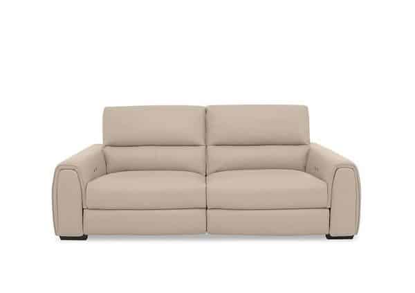 World of Leather  Flex NC Leather 3 Seater Power Recliner Sofa with Storage Arms  NC Pebble | Bed Sava