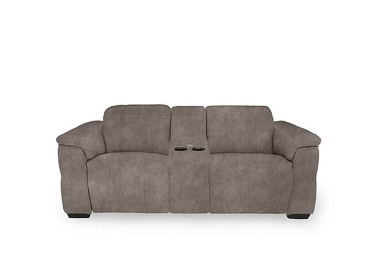 Inca Fabric 2 Seater Power Recliner Sofa with Pop Up Light Console and Power Headrests - Marble Charcoal Grey