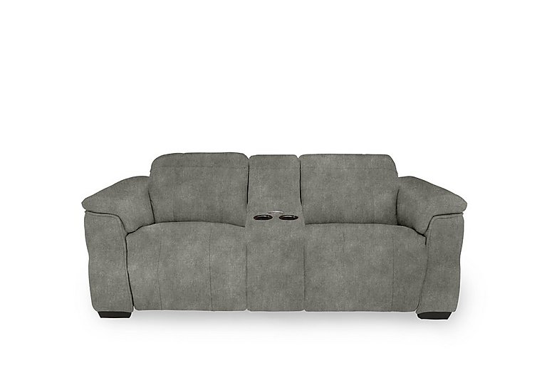 Inca Fabric 2 Seater Power Recliner Sofa with Pop Up Light Console and Power Headrests - Marble Stone