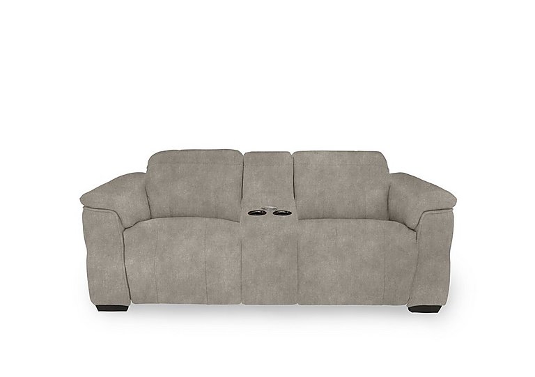 Inca Fabric 2 Seater Power Recliner Sofa with Pop Up Light Console and Power Headrests - Marble Cream