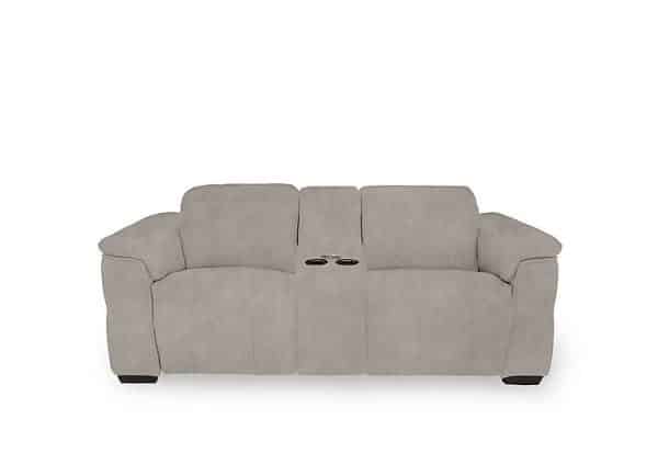 Inca Fabric 2 Seater Power Recliner Sofa with Pop Up Light Console and Power Headrests  Dexter Ivory | Bed Sava