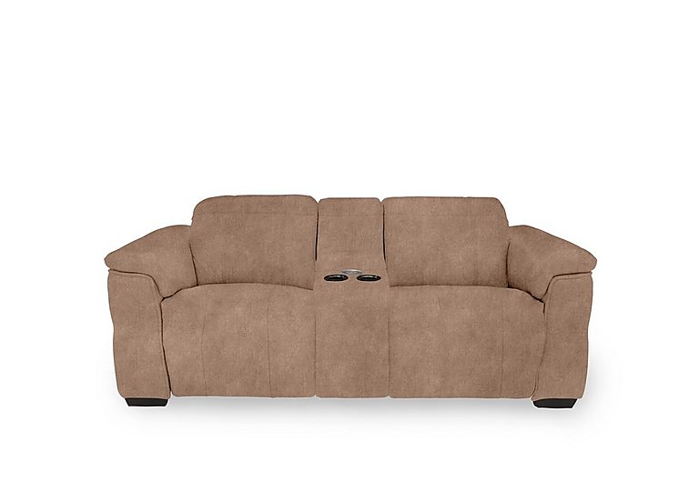 Inca Fabric 2 Seater Power Recliner Sofa with Pop Up Light Console and Power Headrests - Dexter Sand