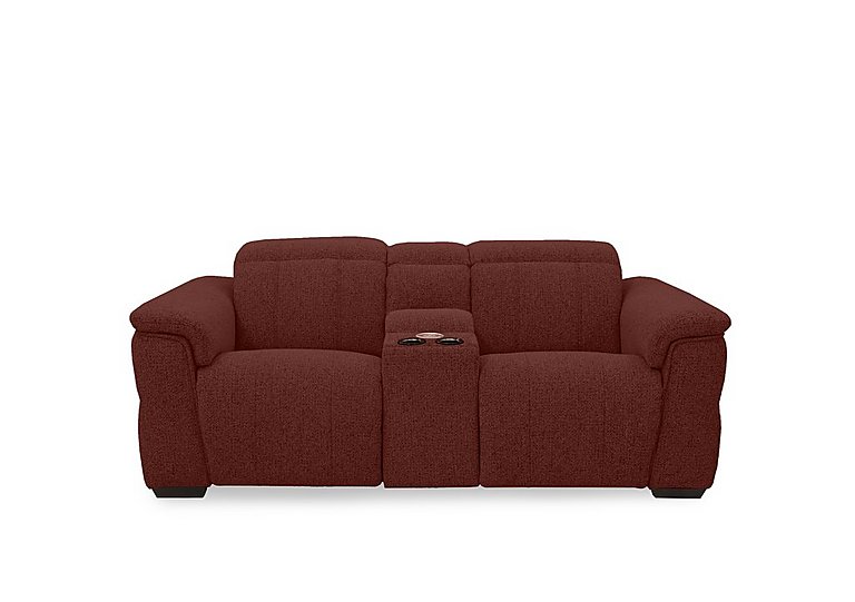 Inca Fabric 2 Seater Power Recliner Sofa with Pop Up Light Console and Power Headrests - Manhattan Burnt Sienna