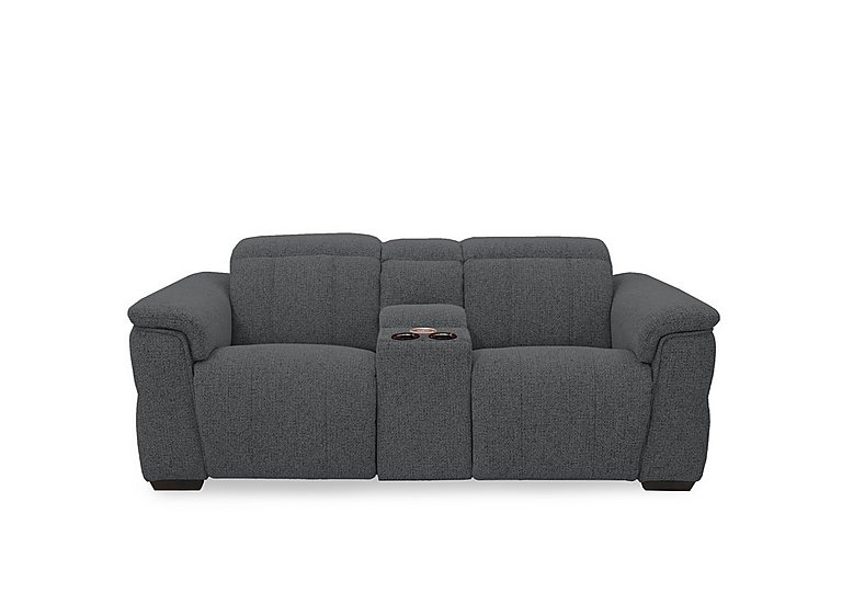 Inca Fabric 2 Seater Power Recliner Sofa with Pop Up Light Console and Power Headrests - Manhattan Charcoal
