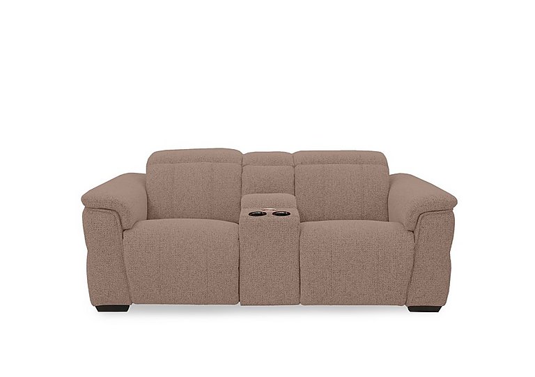 Inca Fabric 2 Seater Power Recliner Sofa with Pop Up Light Console and Power Headrests - Manhattan Nutmeg