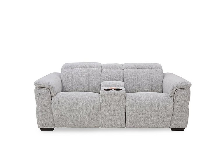 Inca Fabric 2 Seater Power Recliner Sofa with Pop Up Light Console and Power Headrests - Manhattan Stone