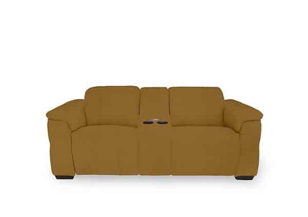 Inca Fabric 2 Seater Power Recliner Sofa with Pop Up Light Console and Power Headrests  Opulence Saffron | Bed Sava