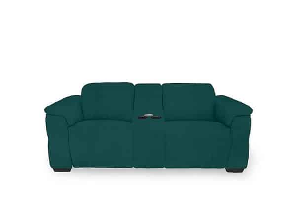 Inca Fabric 2 Seater Power Recliner Sofa with Pop Up Light Console and Power Headrests  Opulence Teal | Bed Sava