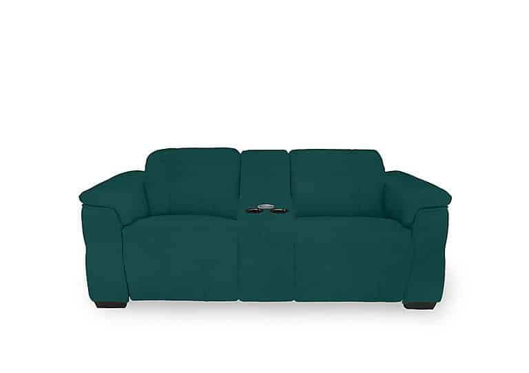 Inca Fabric 2 Seater Power Recliner Sofa with Pop Up Light Console and Power Headrests - Opulence Teal