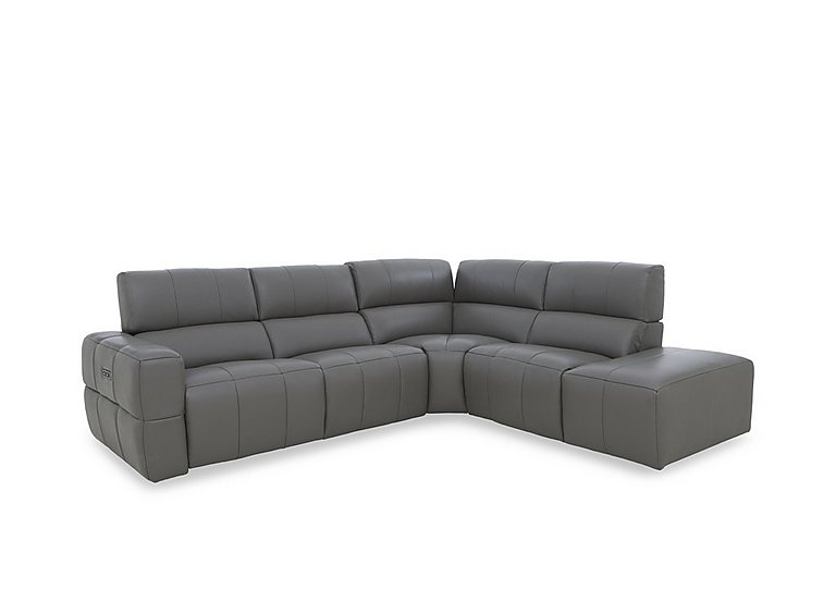 Cube Leather Power Recliner Right Hand Facing Chaise End Sofa with Power Headrest