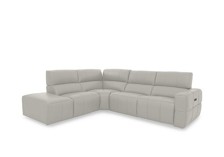 Cube Leather Power Recliner Left Hand Facing Chaise End Sofa with Power Headrest - Lead Grey