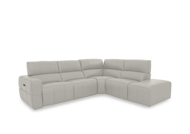Cube Leather Power Recliner Right Hand Facing Chaise End Sofa with Power Headrest - Lead Grey