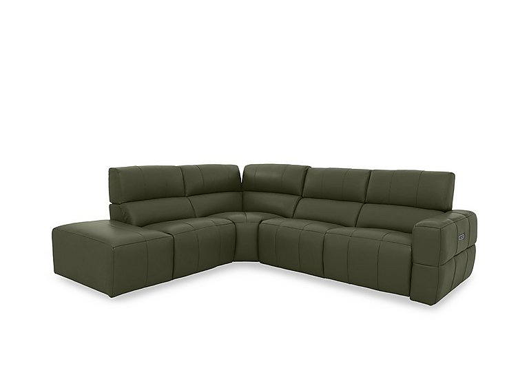 Cube Leather Power Recliner Left Hand Facing Chaise End Sofa with Power Headrest - Oslo Pine