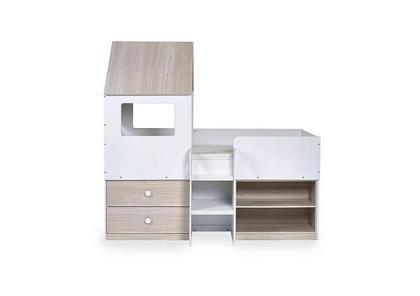 Arlet Mid Sleeper with Storage  Pale Wood  White | Bed Sava