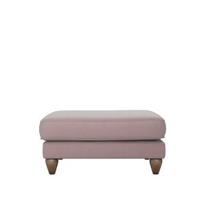 The Lounge Co  Bronwyn Fabric Footstool With Walnut Feet  Cotton Candy | Bed Sava