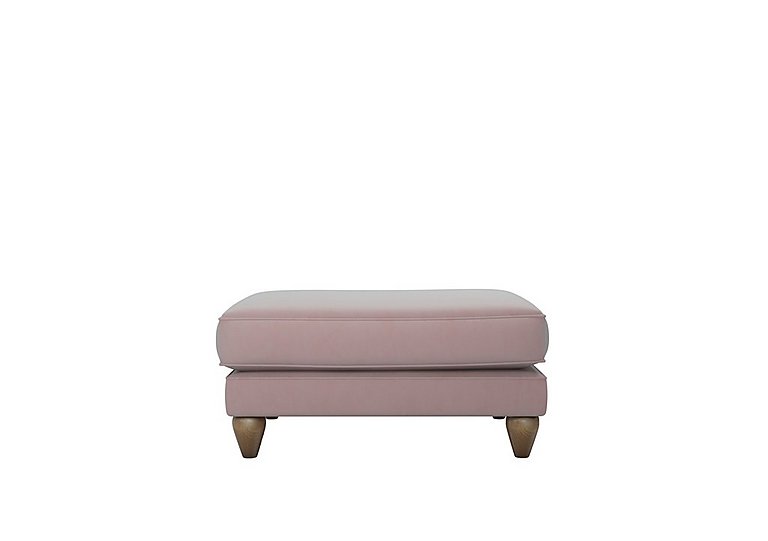 The Lounge Co. - Bronwyn Fabric Footstool With Walnut Feet - Cotton Candy