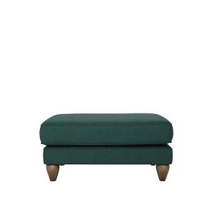 The Lounge Co  Bronwyn Fabric Footstool With Vintage Oak Feet  Curly Kale | Bed Sava