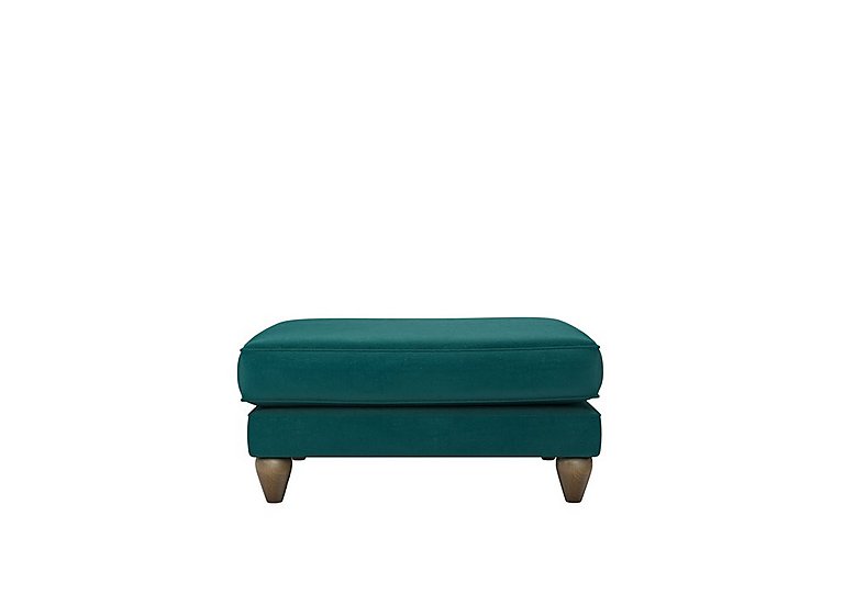The Lounge Co. - Bronwyn Fabric Footstool With Vintage Oak Feet - Dragoneye