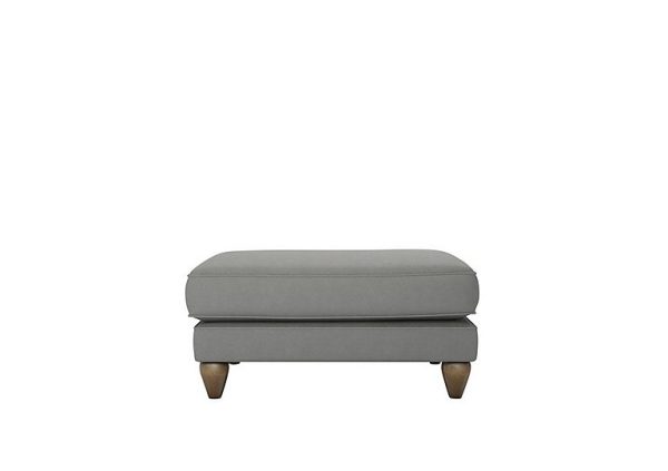 The Lounge Co  Bronwyn Fabric Footstool With Washed Oak Feet  Earl Grey | Bed Sava