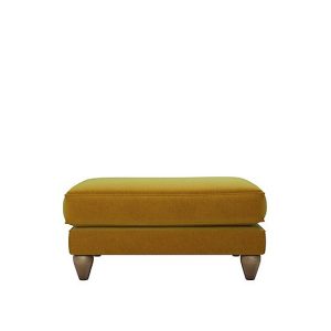 The Lounge Co  Bronwyn Fabric Footstool With Washed Oak Feet  Golden Spice | Bed Sava