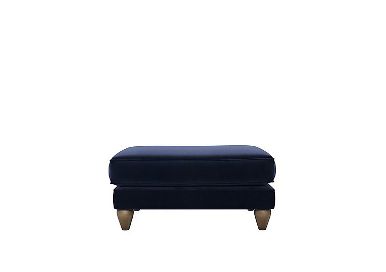 The Lounge Co. - Bronwyn Fabric Footstool With Walnut Feet - Midnight Indigo