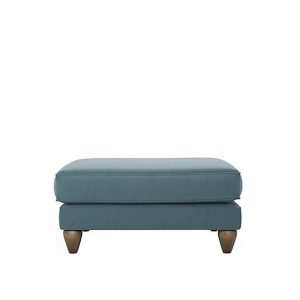 The Lounge Co  Bronwyn Fabric Footstool With Walnut Feet  Shallow Puddle | Bed Sava