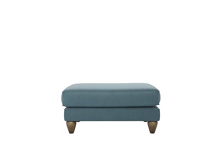 The Lounge Co. - Bronwyn Fabric Footstool With Walnut Feet - Shallow Puddle