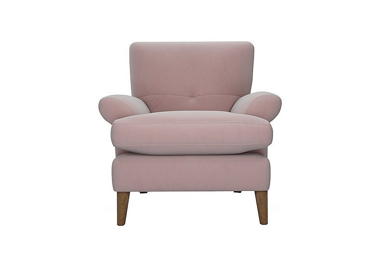 The Lounge Co. - Bronwyn Fabric Joshua Armchair With Vintage Oak Feet - Cotton Candy