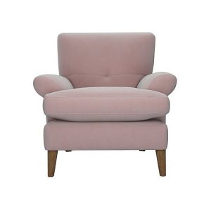 The Lounge Co  Bronwyn Fabric Joshua Armchair With Walnut Feet  Cotton Candy | Bed Sava