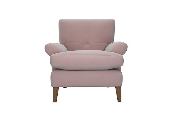 The Lounge Co  Bronwyn Fabric Joshua Armchair With Walnut Feet  Cotton Candy | Bed Sava