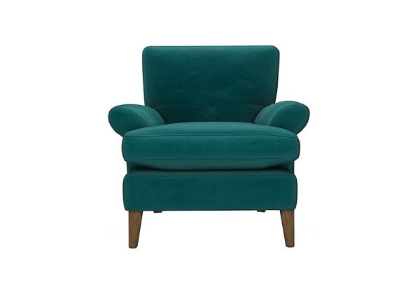 The Lounge Co  Bronwyn Fabric Joshua Armchair With Vintage Oak Feet  Dragoneye | Bed Sava