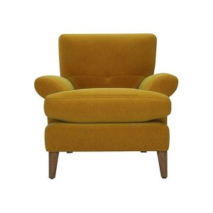 The Lounge Co  Bronwyn Fabric Joshua Armchair With Washed Oak Feet  Golden Spice | Bed Sava