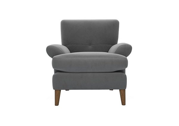 The Lounge Co  Bronwyn Fabric Joshua Armchair With Walnut Feet  Koala Cub | Bed Sava