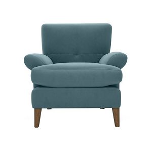 The Lounge Co  Bronwyn Fabric Joshua Armchair With Washed Oak Feet  Shallow Puddle | Bed Sava