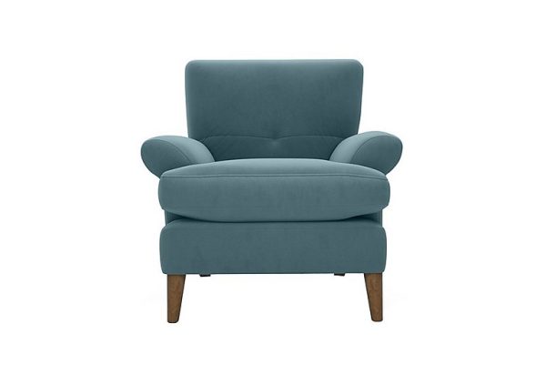 The Lounge Co  Bronwyn Fabric Joshua Armchair With Washed Oak Feet  Shallow Puddle | Bed Sava