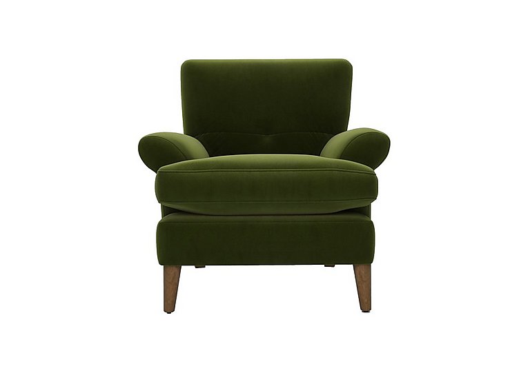 The Lounge Co. - Bronwyn Fabric Joshua Armchair With Washed Oak Feet - Woodland Moss