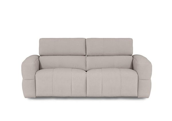 Cube Fabric 3 Seater Power Recliner Sofa with Power Headrests  Lead Grey | Bed Sava