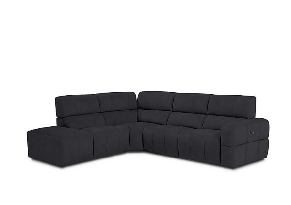 Cube Fabric Power Recliner Left Hand Facing Chaise End Sofa with Power Headrest | Bed Sava