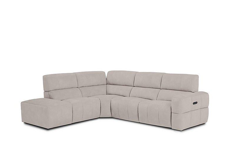 Cube Fabric Power Recliner Left Hand Facing Chaise End Sofa with Power Headrest - Lead Grey