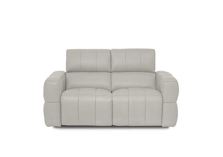 Cube Leather 2 Seater Power Recliner Sofa with Power Headrests - Lead Grey