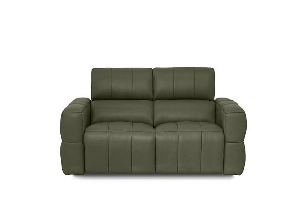 Cube Leather 2 Seater Power Recliner Sofa with Power Headrests  Oslo Pine | Bed Sava