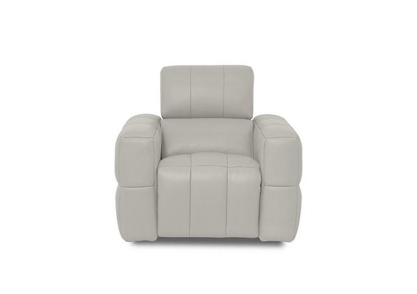 Cube Leather Power Recliner Chair with Power Headrest  Lead Grey | Bed Sava
