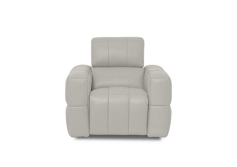 Cube Leather Power Recliner Chair with Power Headrest - Lead Grey