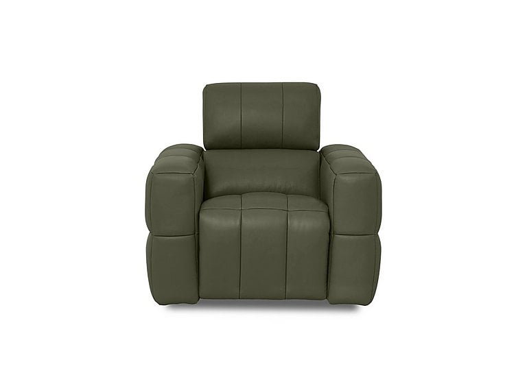 Cube Leather Power Recliner Chair with Power Headrest - Oslo Pine