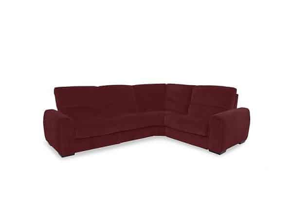 Flex Fabric Small Power Recliner Right Hand Facing Corner Sofa with Storage Arms  Burgundy | Bed Sava