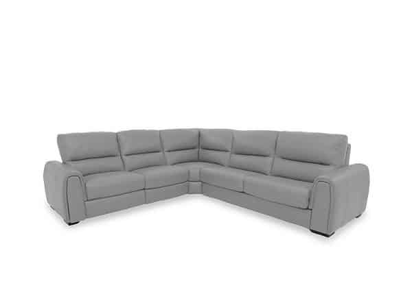 World of Leather  Flex NC Leather Large Power Recliner Corner Sofa with Storage Arms  Sleet | Bed Sava